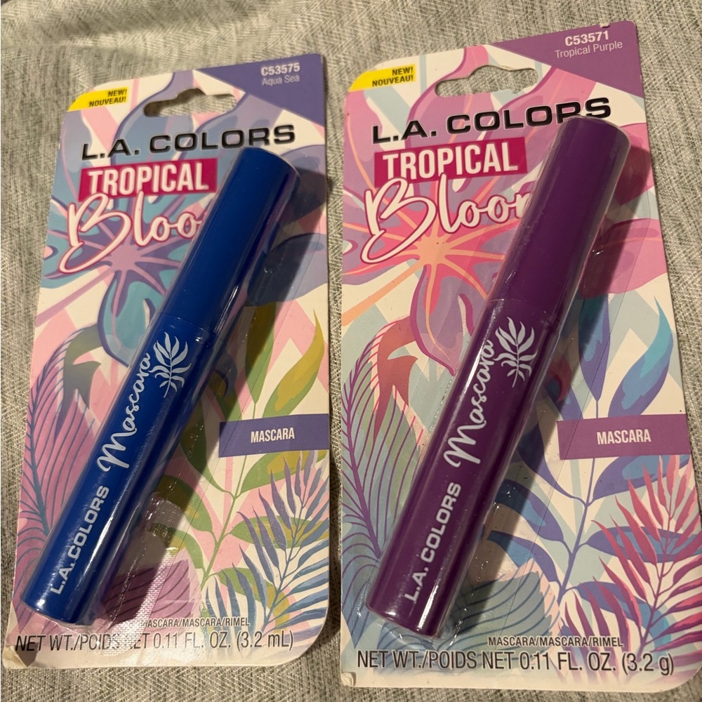 L.A. Colors Tropical Bloom Mascara Bundle of 2- NEW IN BOX- Blue & Purple